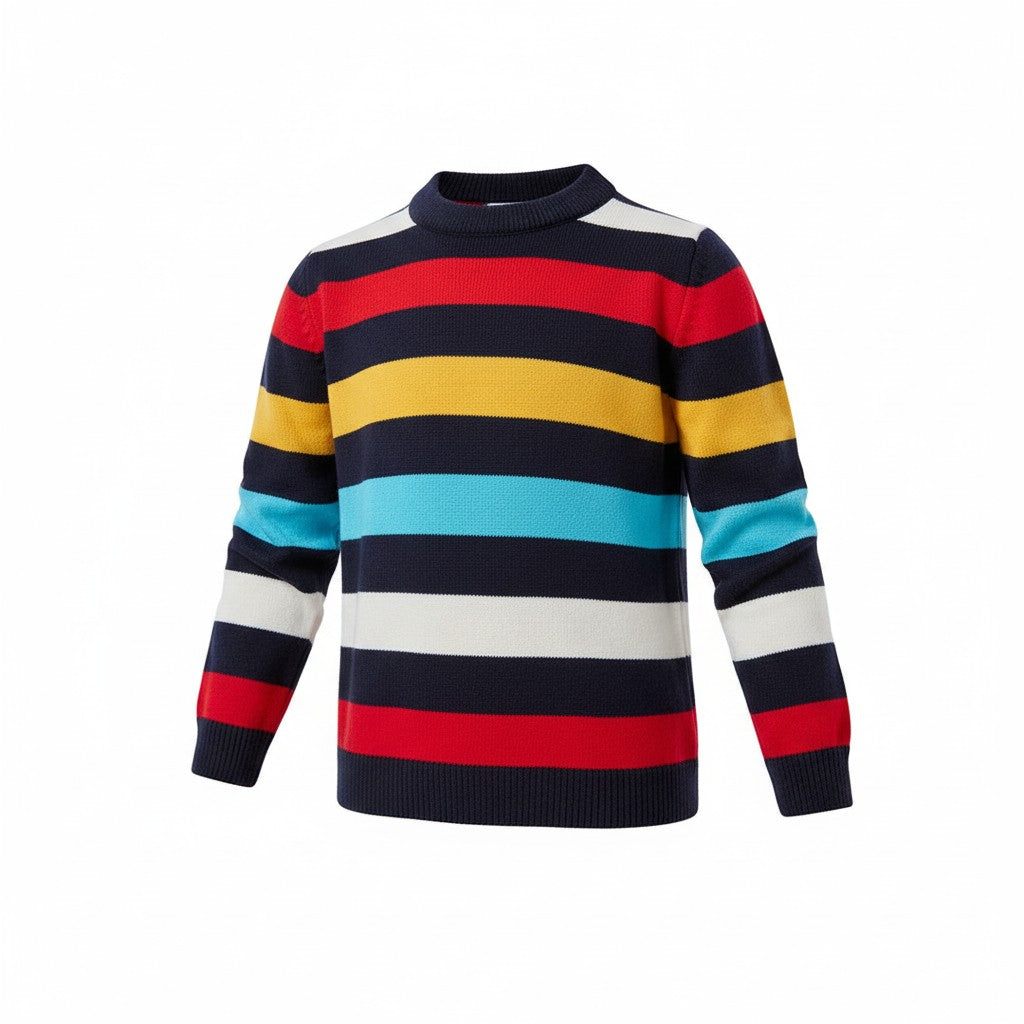 Boys Striped Long Sleeve Knit Sweater