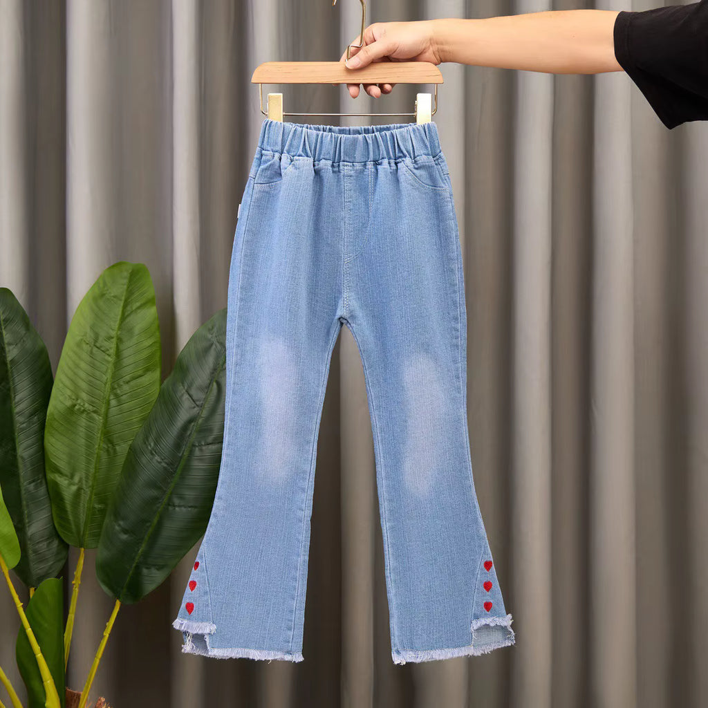 Spring Autumn Casual Fashion Girls Flare Denim Jeans Pants & Trousers Children Pants Kids Jeans