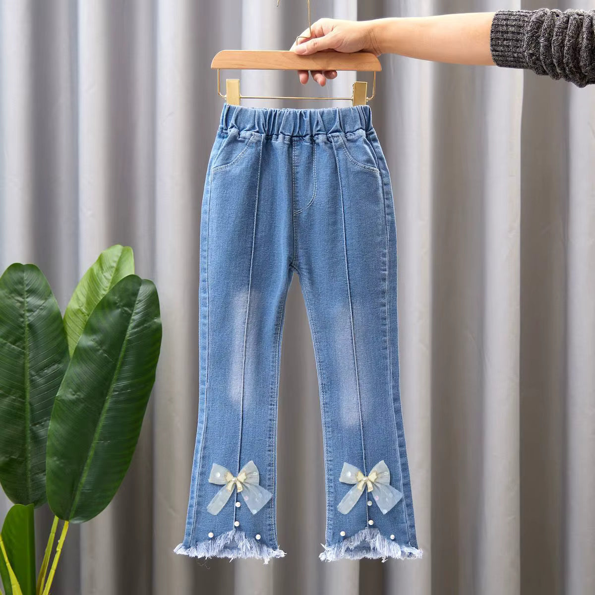 Spring Autumn Casual Fashion Girls Flare Denim Jeans Pants & Trousers Children Pants Kids Jeans