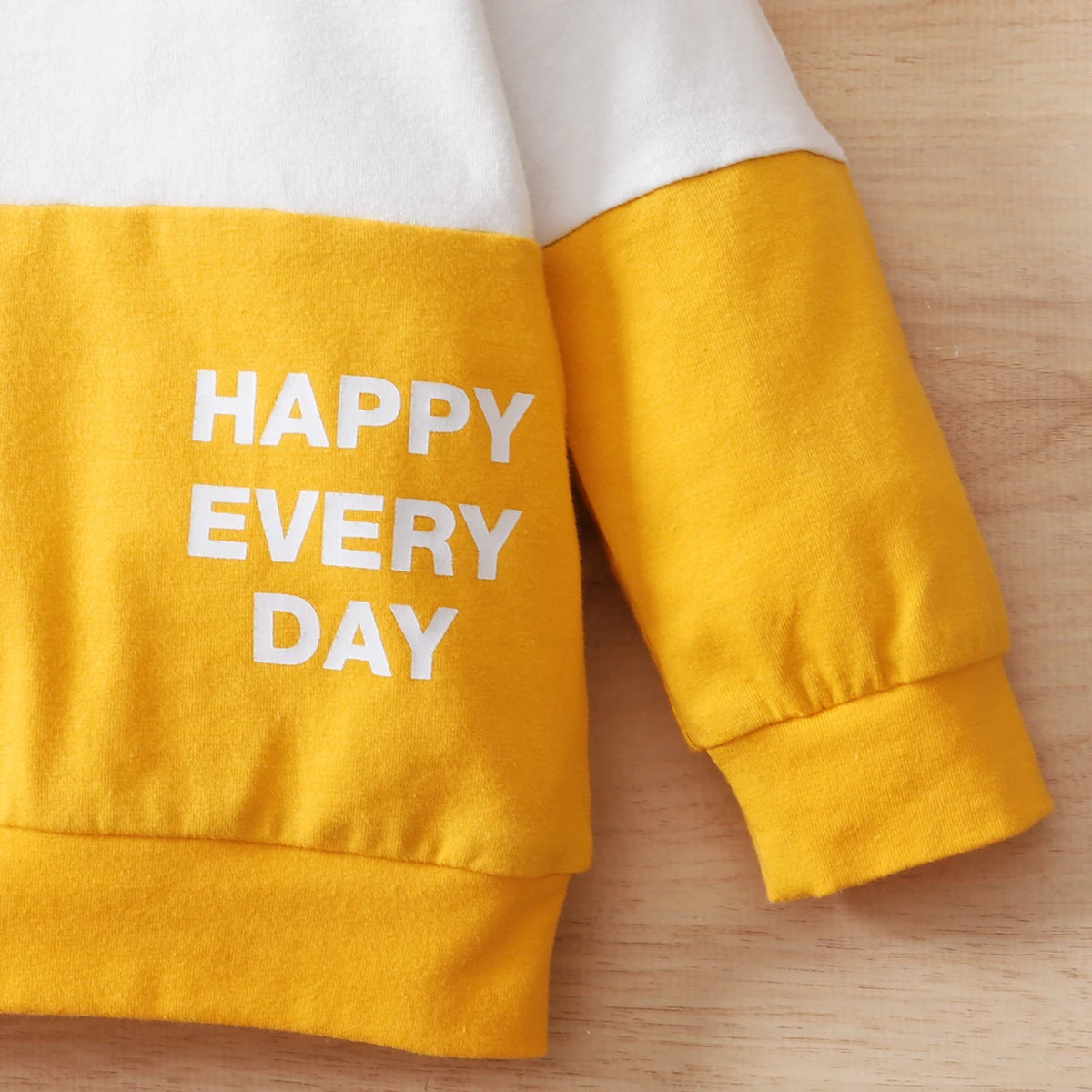 Yellow Color Blocked Long Sleeve Pants 2pcs/Set