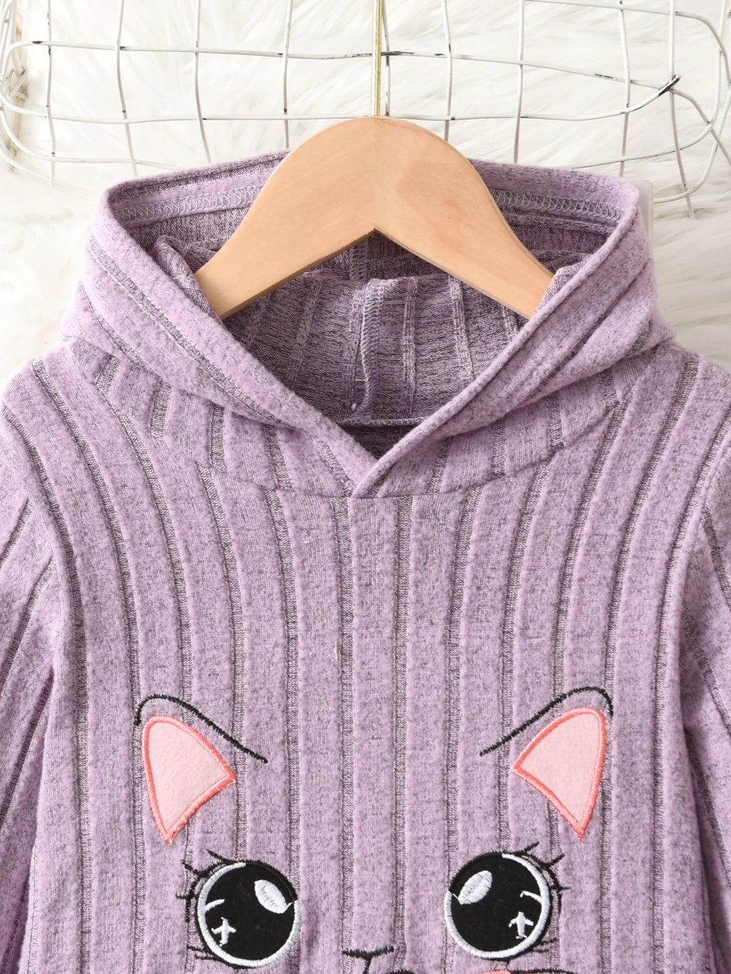 Girls' Casual hooded Ribbed Set Of 2 Pieces,