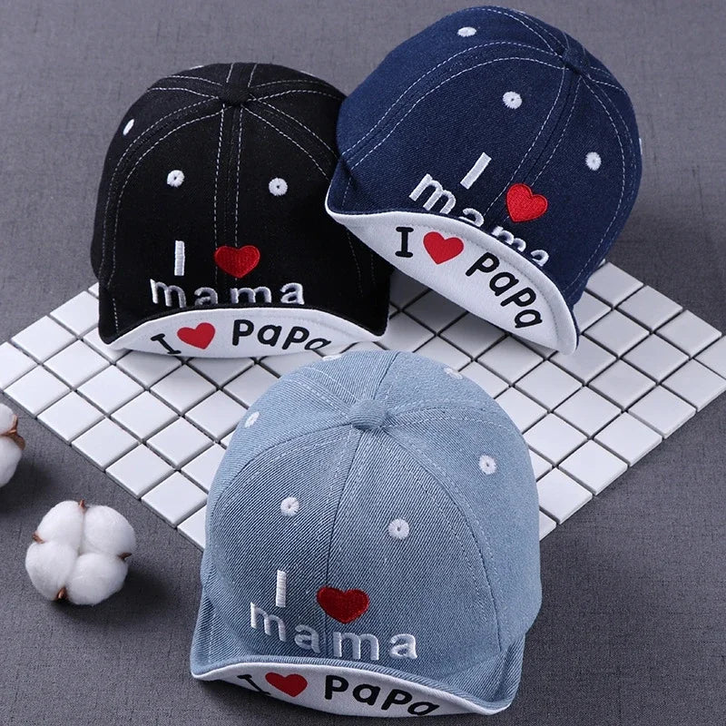Denim Baseball Cap I Love Mama