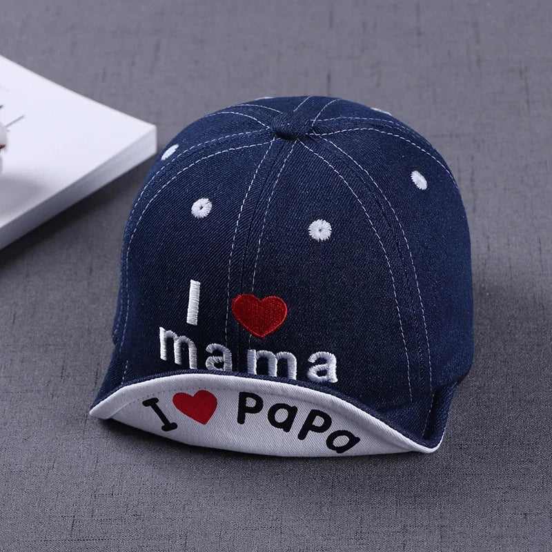 Denim Baseball Cap I Love Mama