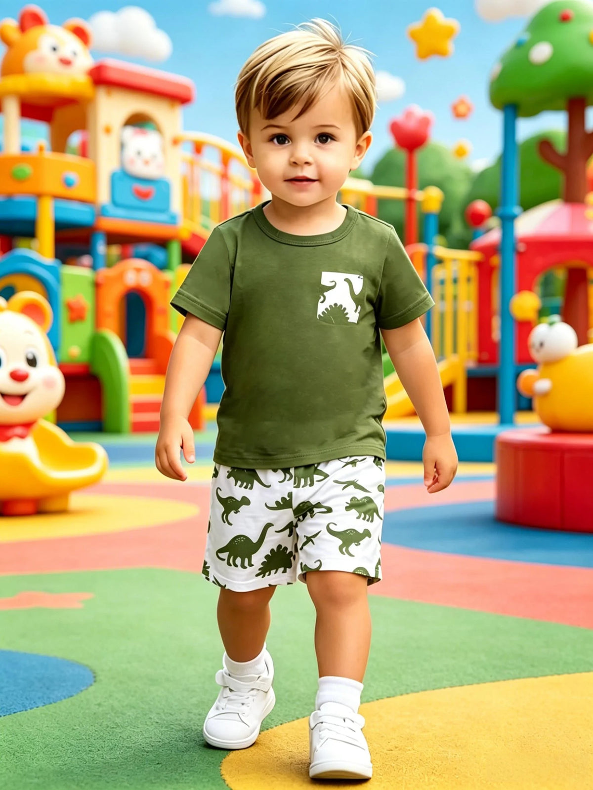 Dinosaur Short Sleeve Shorts Set