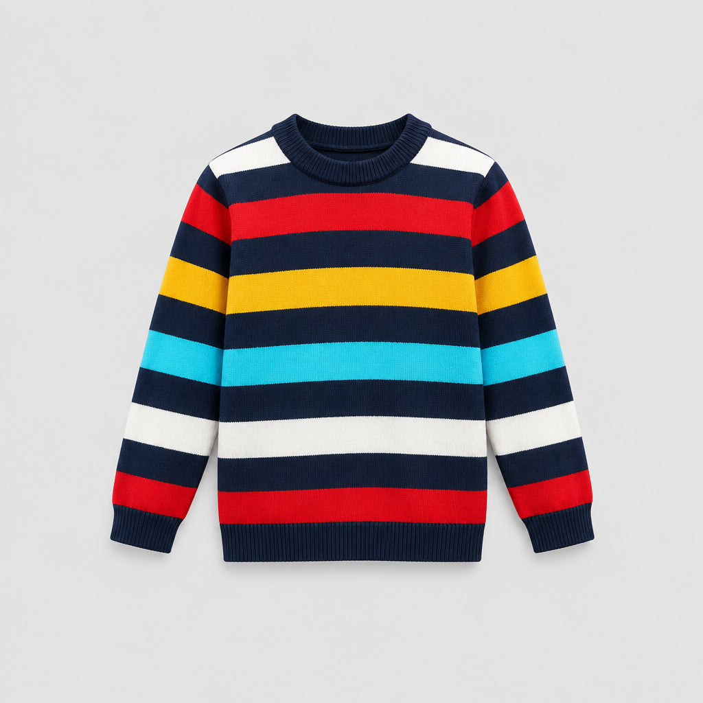 Boys Striped Long Sleeve Knit Sweater