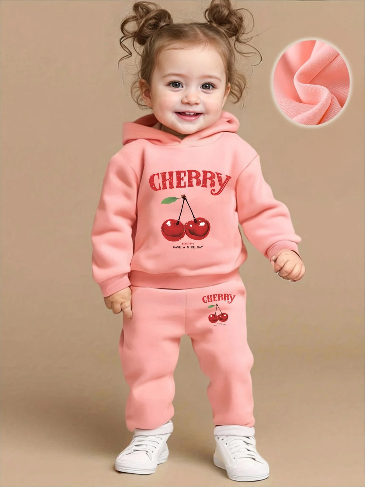 Infant Cherry Print Fleece 2‑Piece Set
