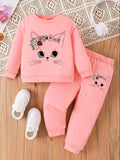 Infant Cat Print Top & Pants Set