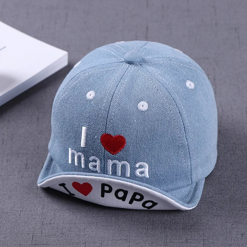 Denim Baseball Cap I Love Mama