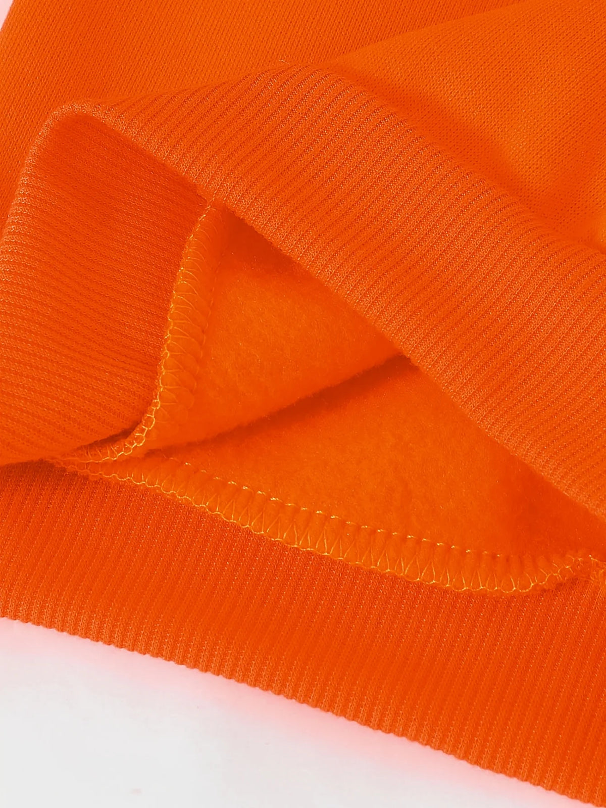 Orange Cute Face Print Hooded Fleece Sweatshirt