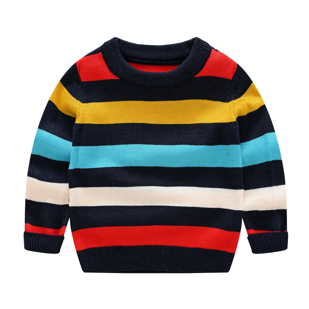 Boys Striped Long Sleeve Knit Sweater