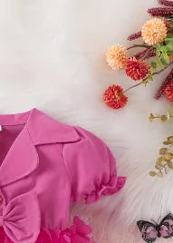 Hot Pink Collar Dress Butterfly -Tulle