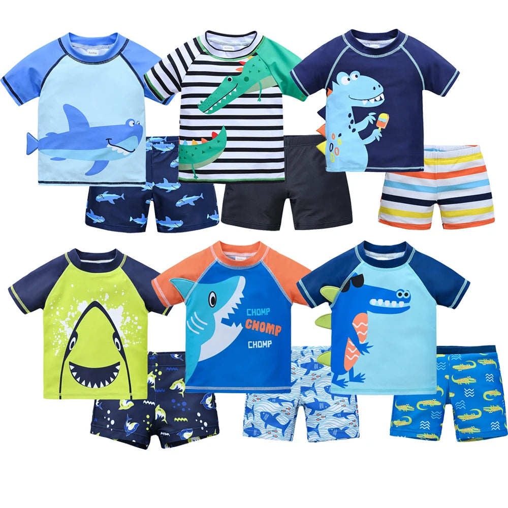 Kids Boy Swimsuit Cool Print 2 Pcs/lot