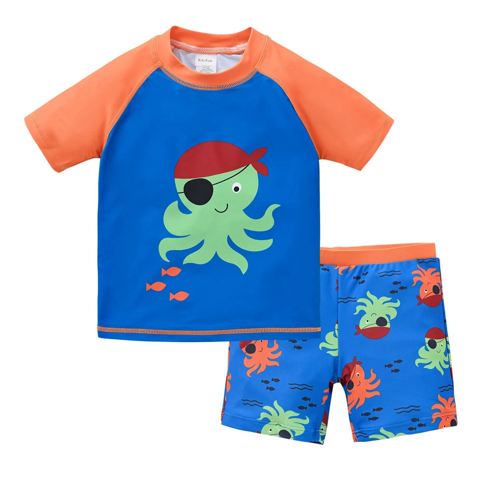 Kids Boy Swimsuit Cool Print 2 Pcs/lot