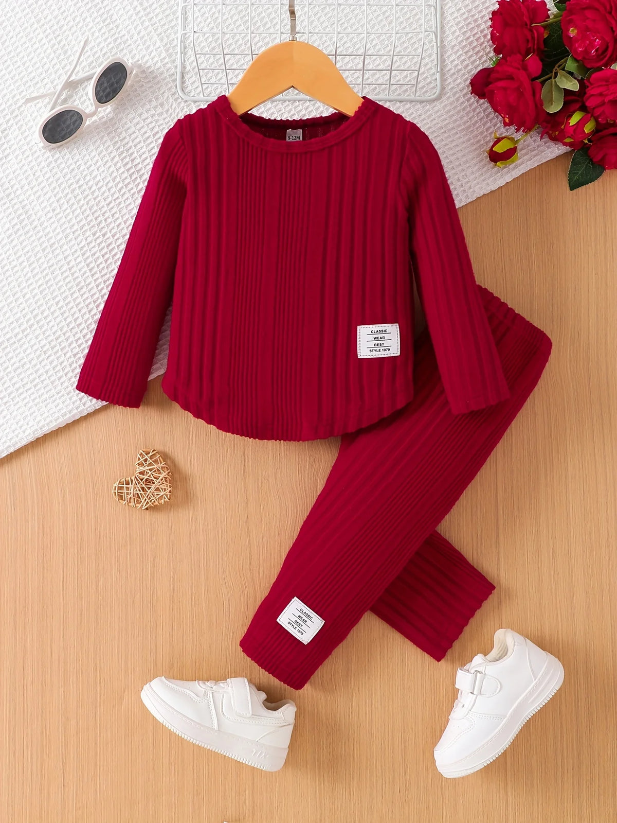 Girls Ribbed Long Sleeve Top & Pants Set