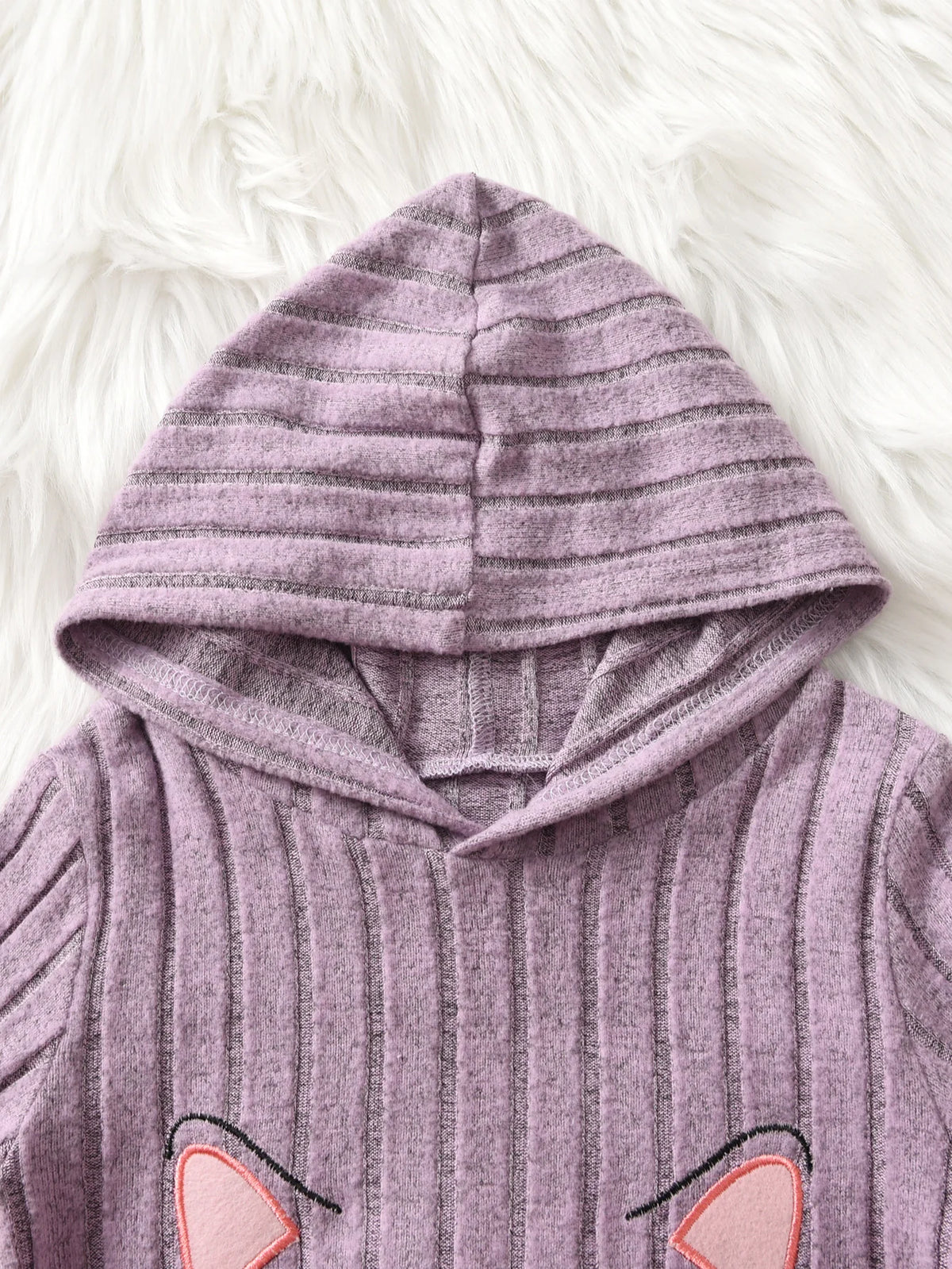 Girls' Casual hooded Ribbed Set Of 2 Pieces,