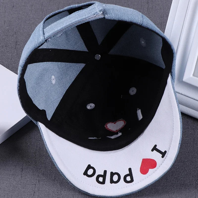 Denim Baseball Cap I Love Mama