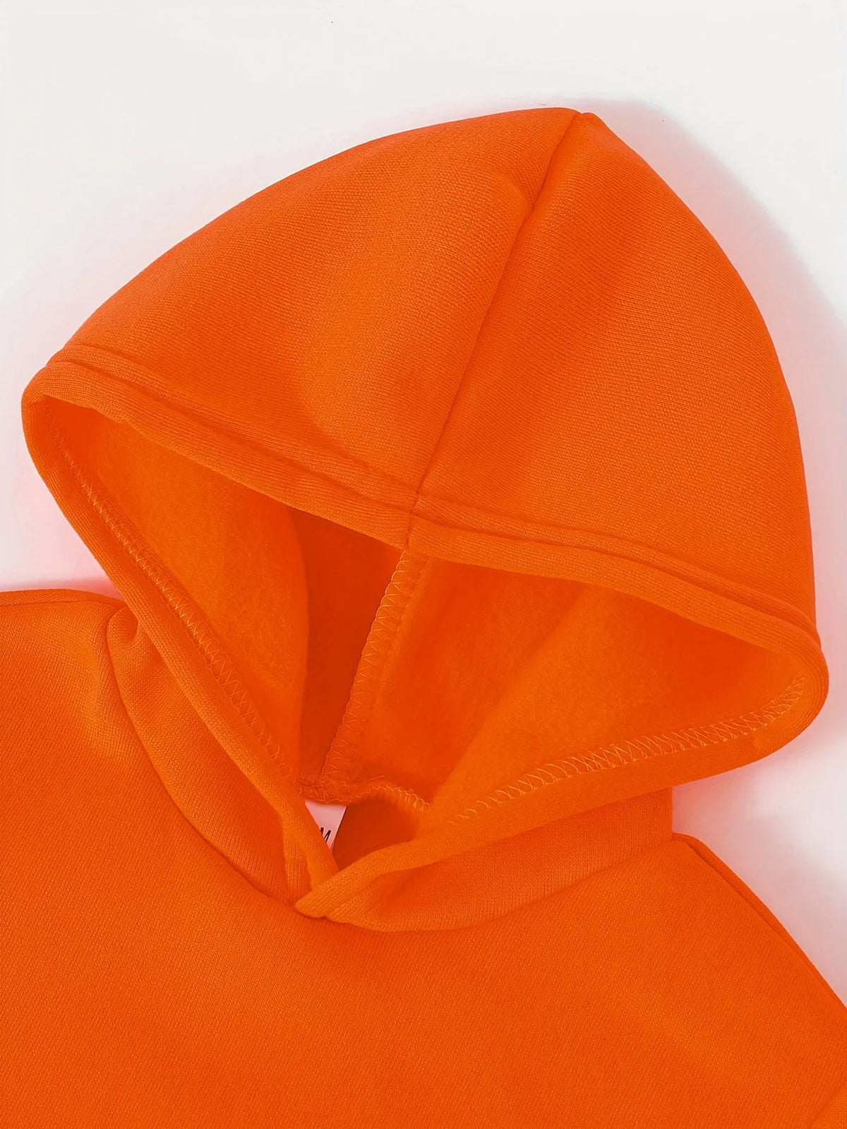 Orange Cute Face Print Hooded Fleece Sweatshirt