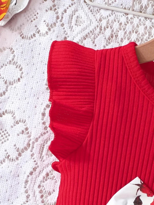 Red Rose Print Dress