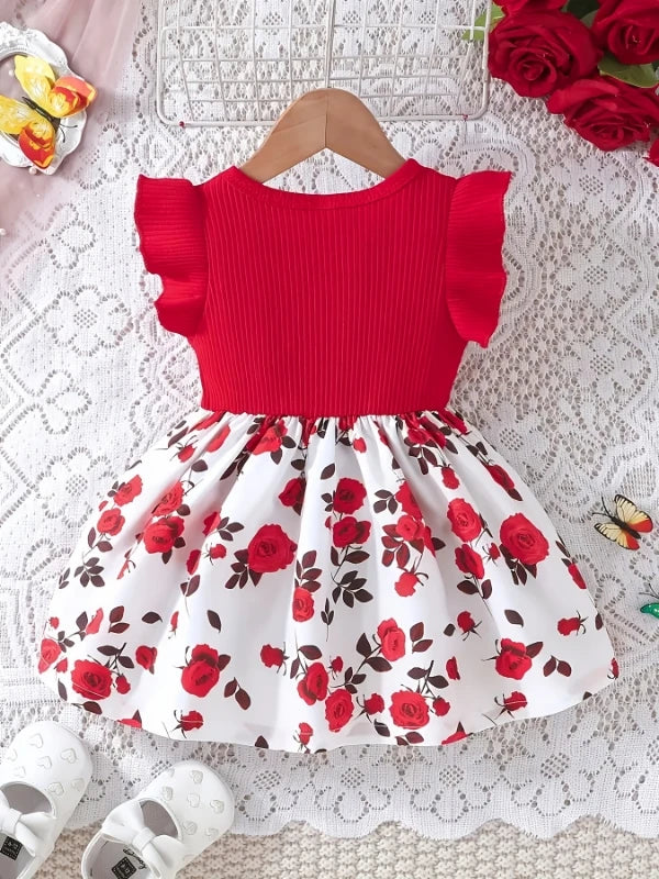 Red Rose Print Dress