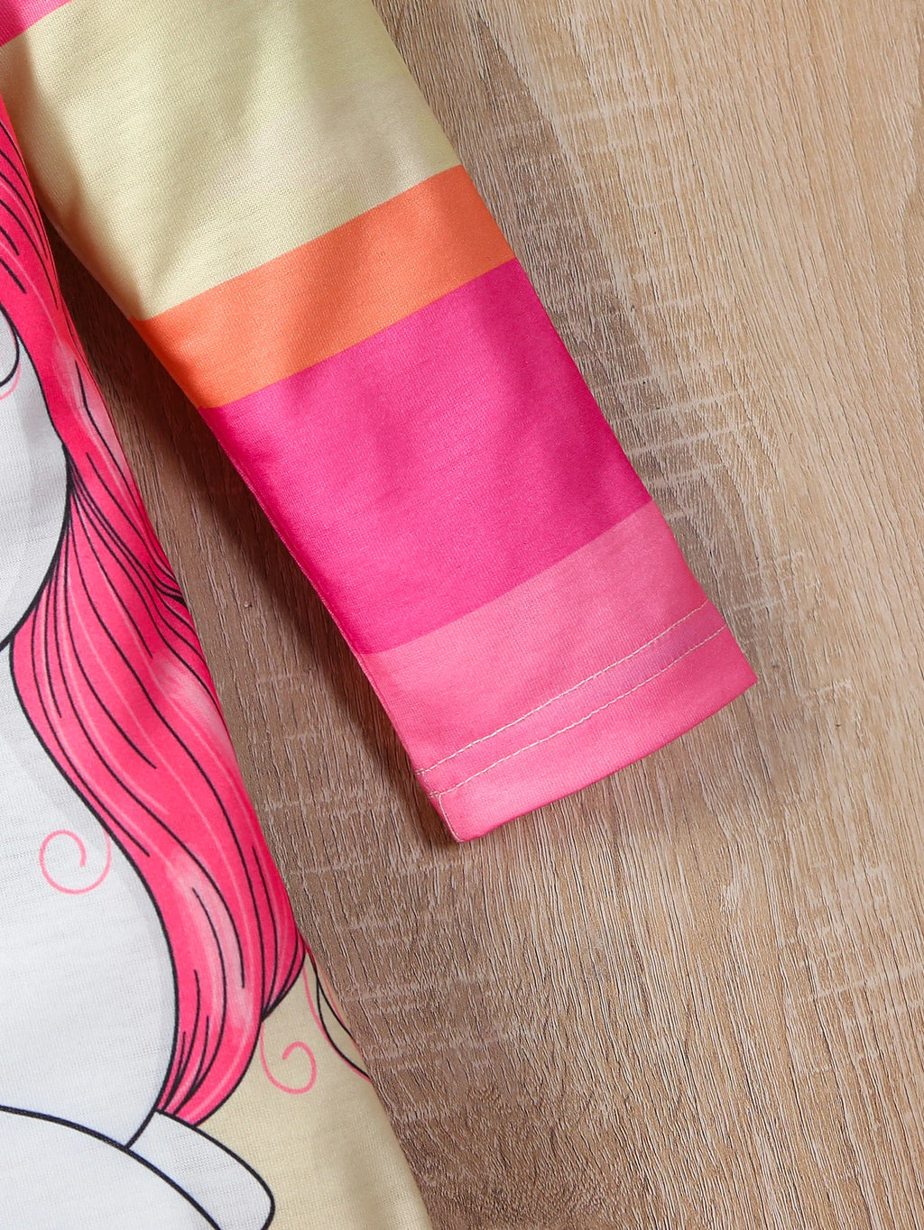 Girls' Fashion Casual Cartoon Unicorn Printed Knitted Fabric Round Neck Long Sleeve Dress Spring and Autumn