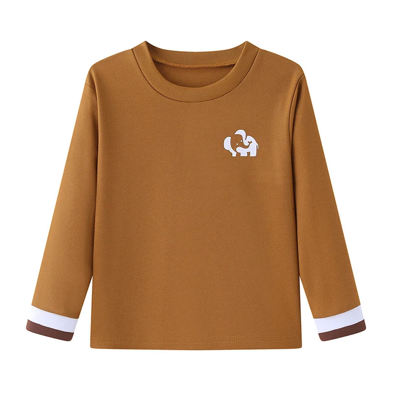 Solid Color Small Logo Long Sleeved T-shirt