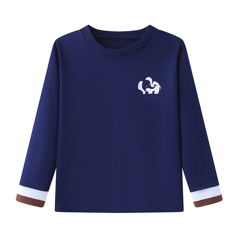 Solid Color Small Logo Long Sleeved T-shirt