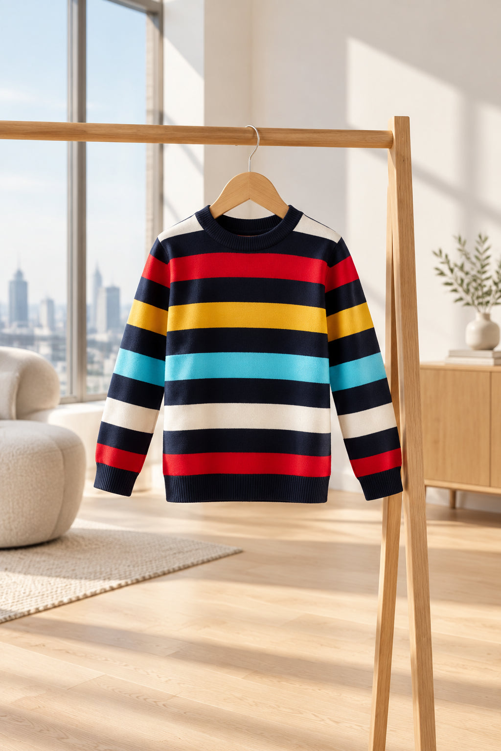 Boys Striped Long Sleeve Knit Sweater