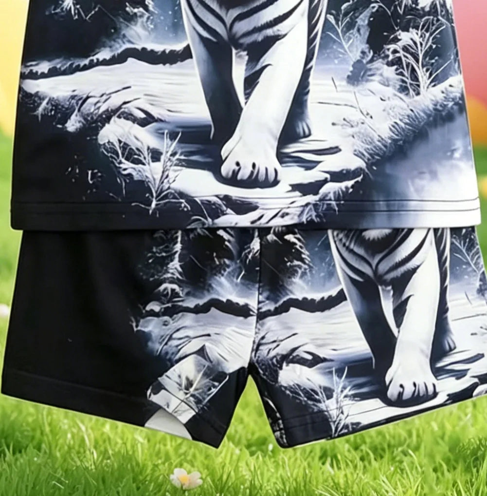 Ink Wash Tiger -Short Sleeve Shorts Set