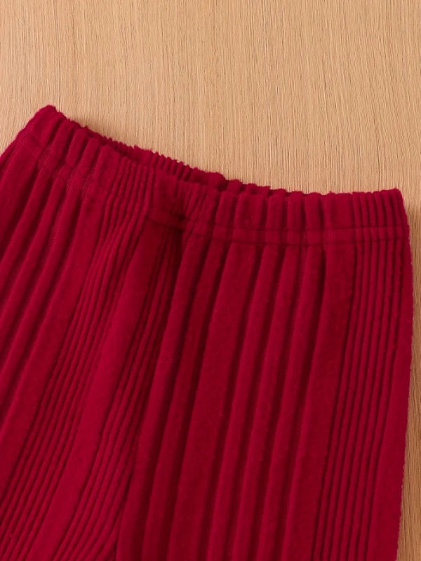 Girls Ribbed Long Sleeve Top & Pants Set