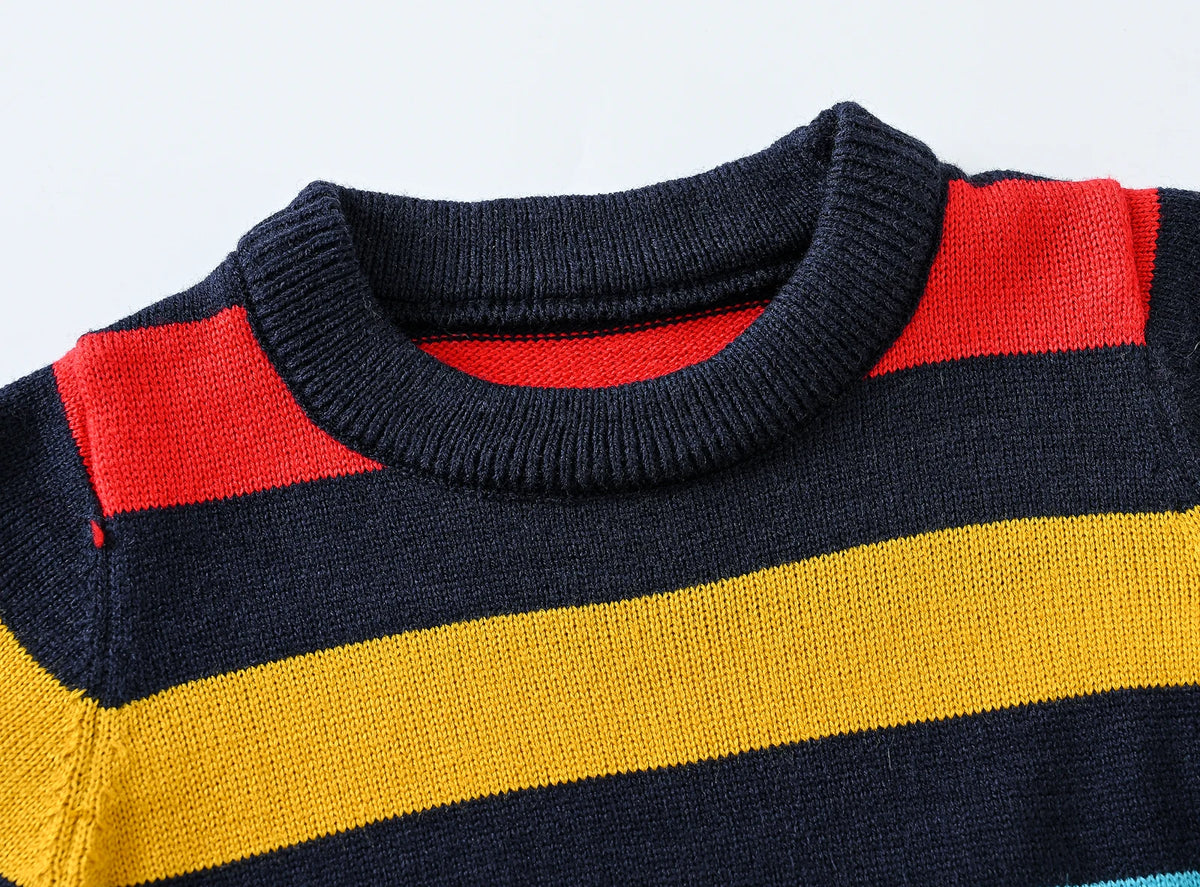 Boys Striped Long Sleeve Knit Sweater