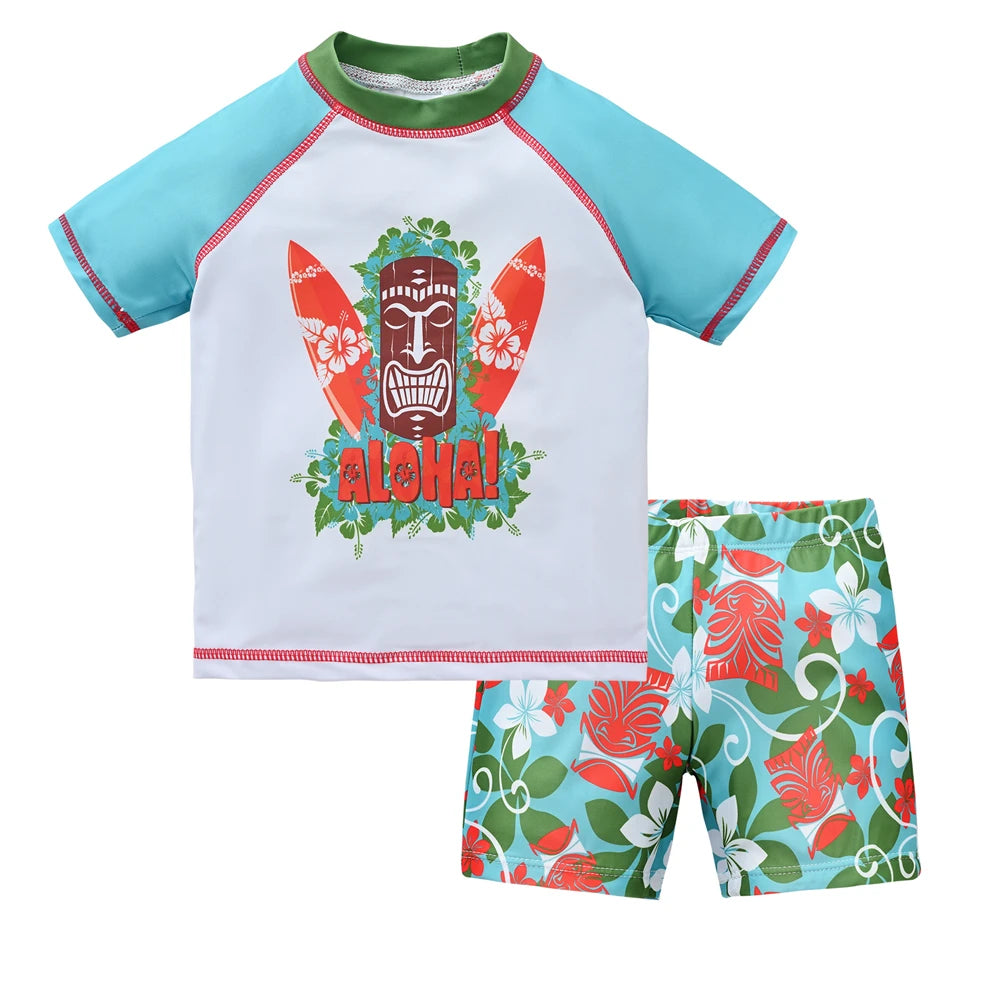 Kids Boy Swimsuit Cool Print 2 Pcs/lot