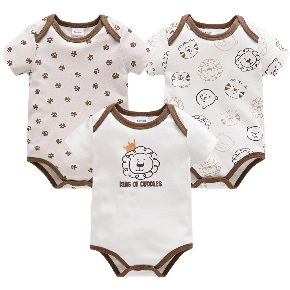 3 Pcs/lot Cotton Lion Bodysuit