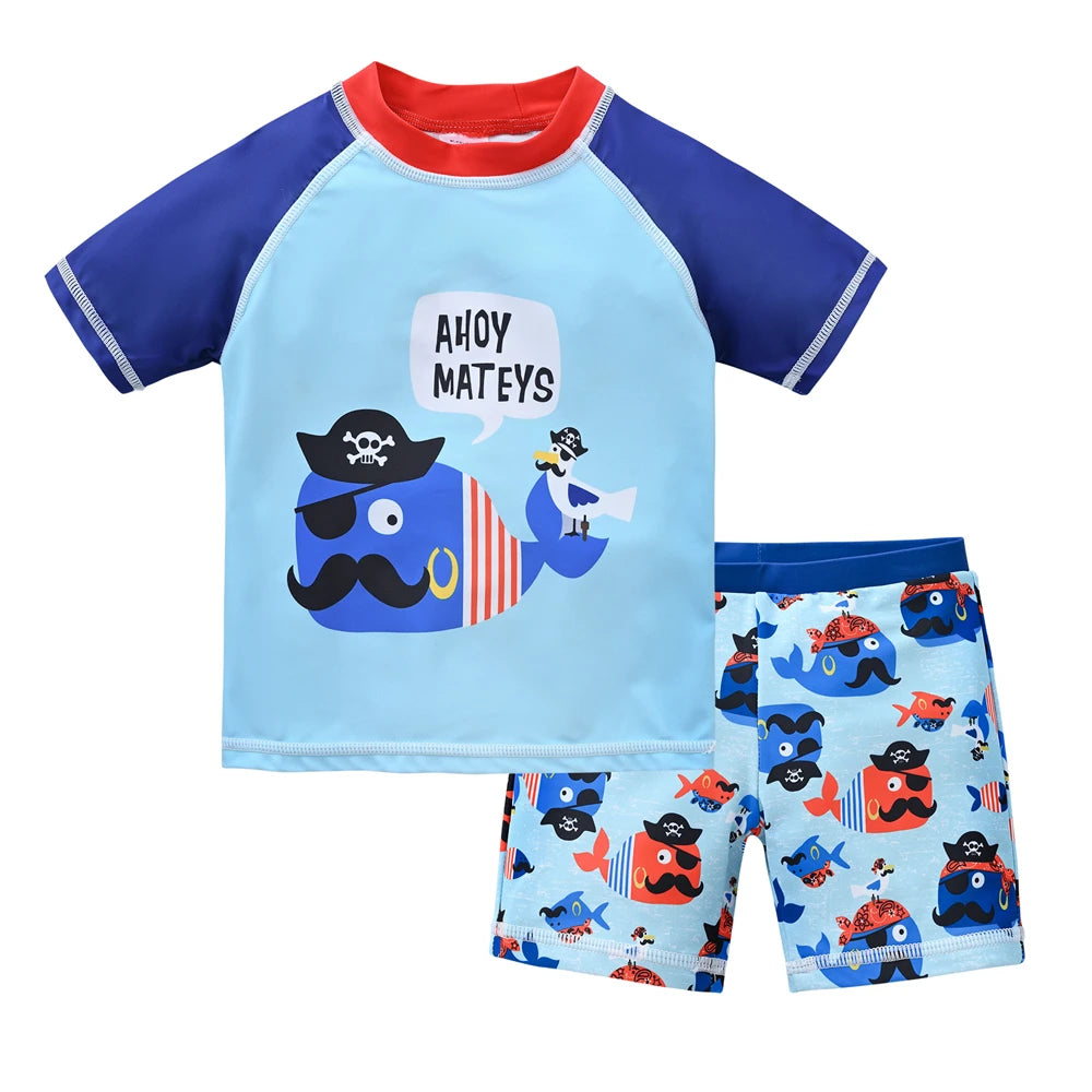 Kids Boy Swimsuit Cool Print 2 Pcs/lot