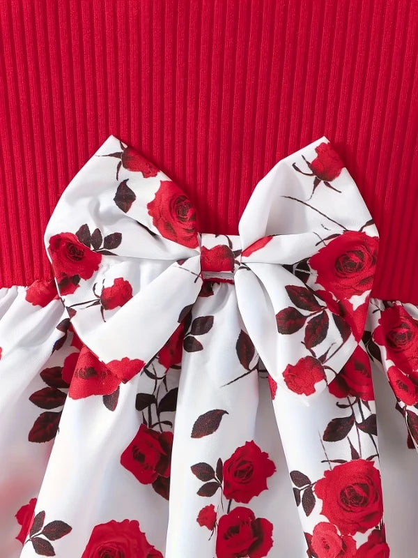 Red Rose Print Dress