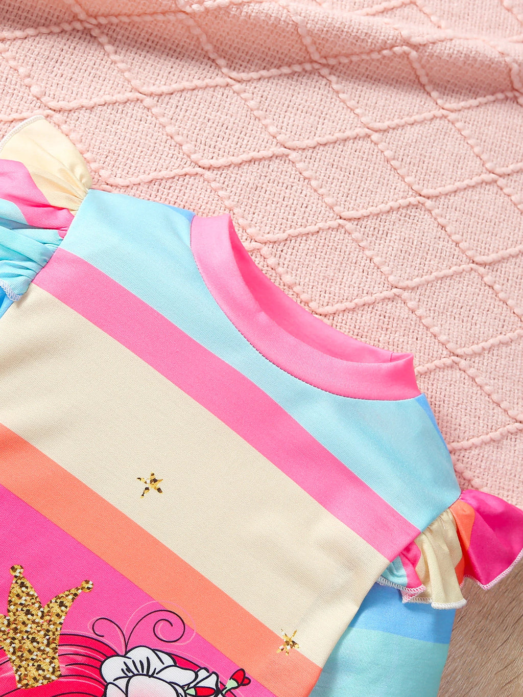 Girls' Fashion Casual Cartoon Unicorn Printed Knitted Fabric Round Neck Long Sleeve Dress Spring and Autumn