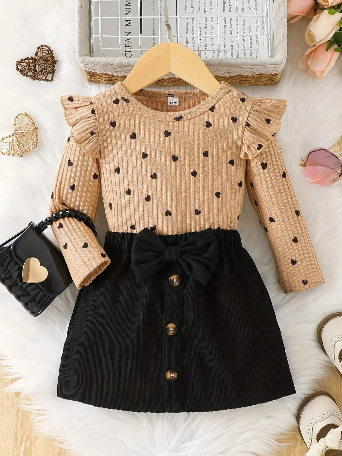 love print  black skirt  set