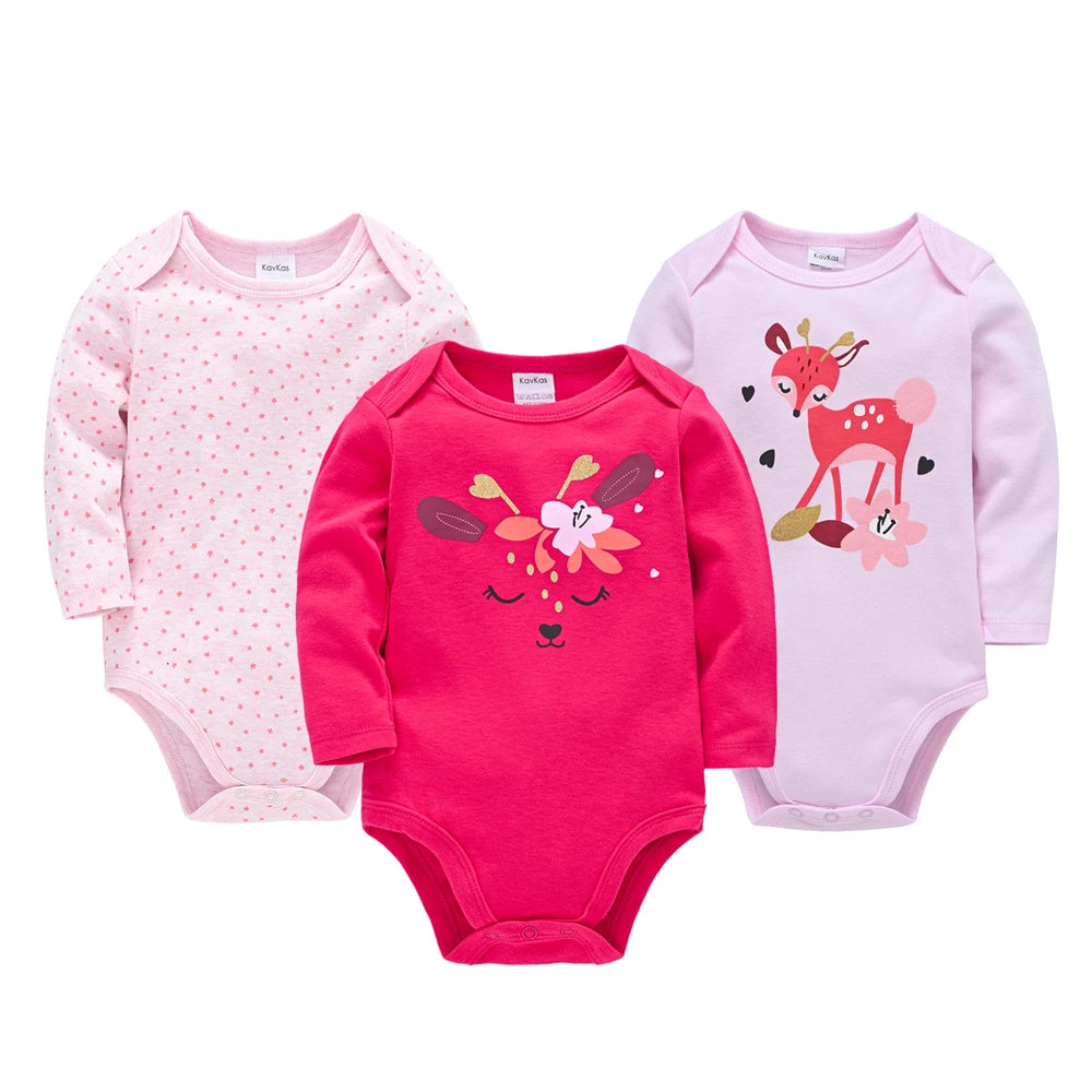 3 Pcs/lot Sika Deer Print Girls  Body suit