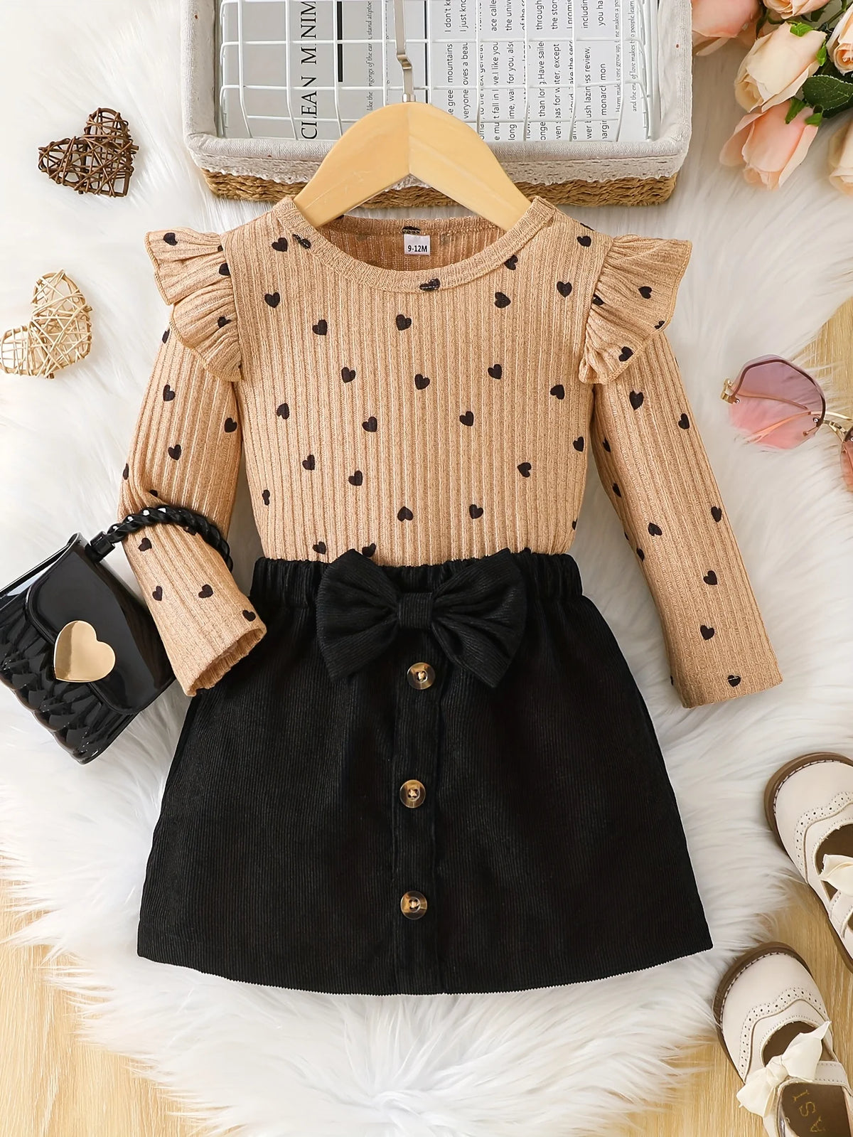 love print  black skirt  set