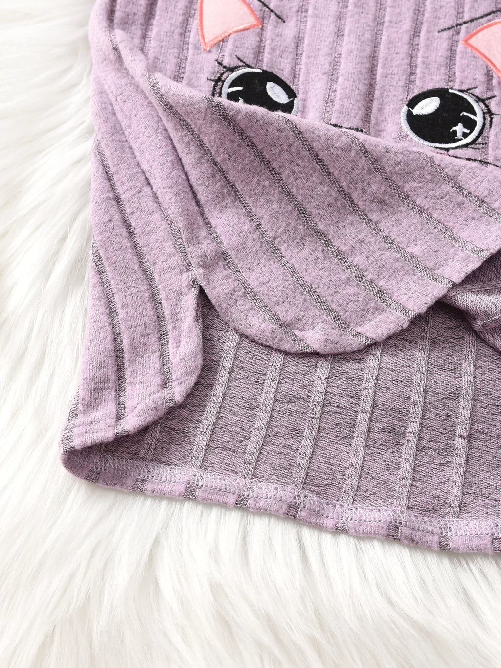 Girls' Casual hooded Ribbed Set Of 2 Pieces,