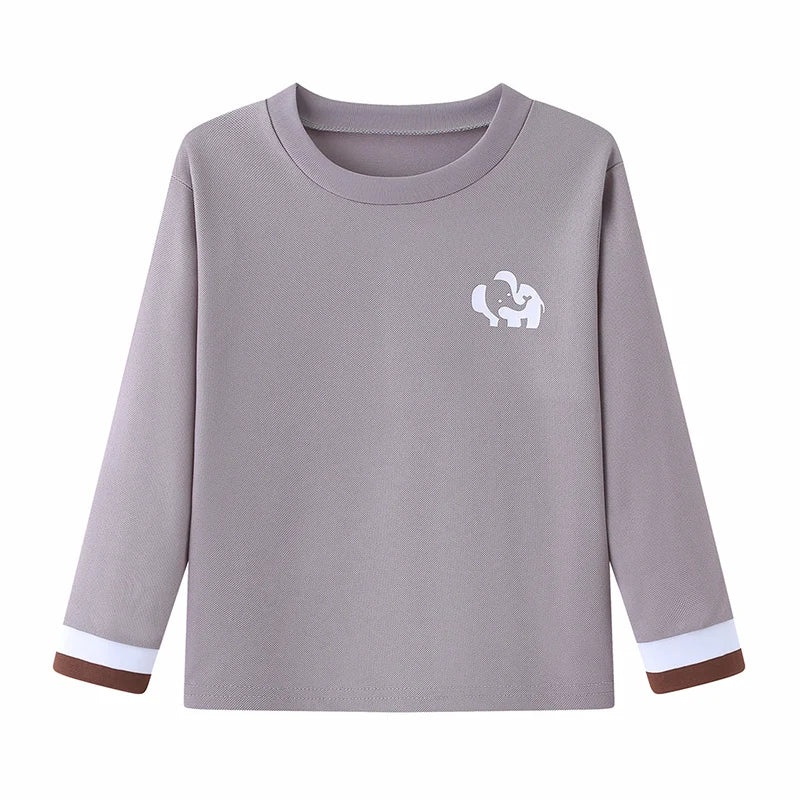 Solid Color Small Logo Long Sleeved T-shirt