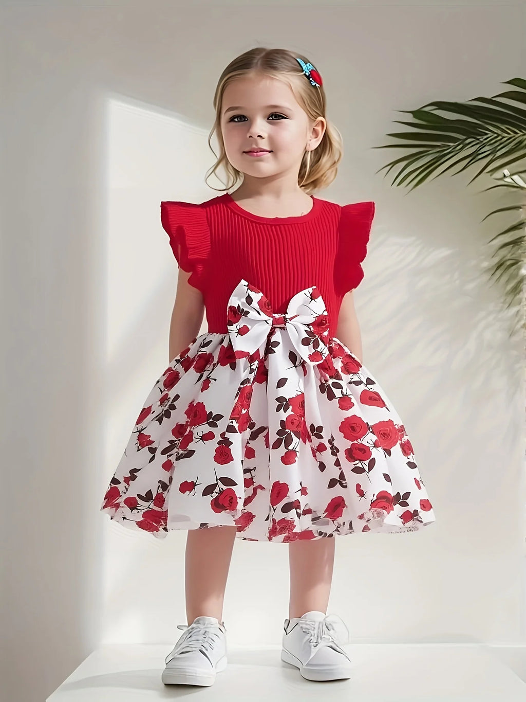 Red Rose Print Dress