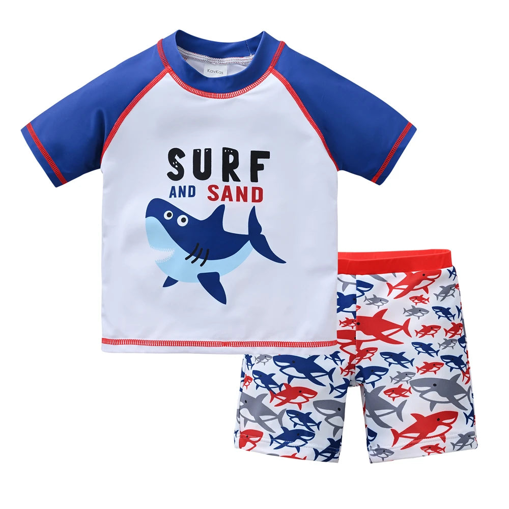 Kids Boy Swimsuit Cool Print 2 Pcs/lot