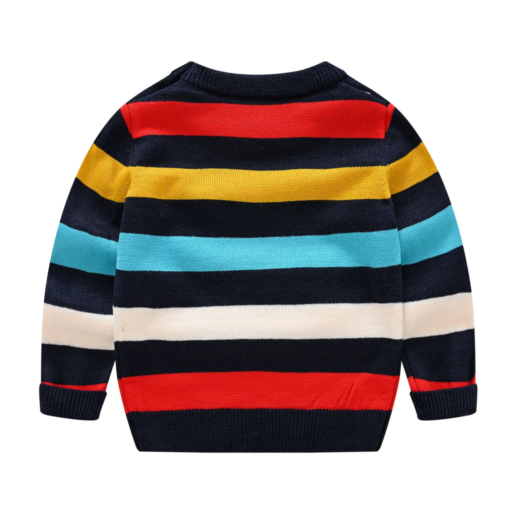 Boys Striped Long Sleeve Knit Sweater
